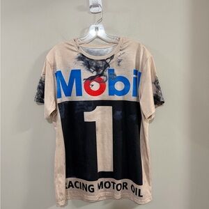 Mobil 1 Racing Motor Oil Graphic T-Shirt. Size Large